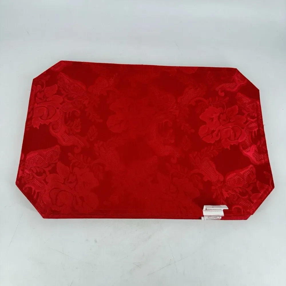 Better Home Red Damask Placemats Set of 8 18x12 Christmas Holiday Table Decor
